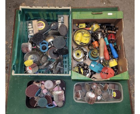 Two boxes of power tools to include; holesaws, wire wheels, flap wheels and buffing tools. (2 boxes)
