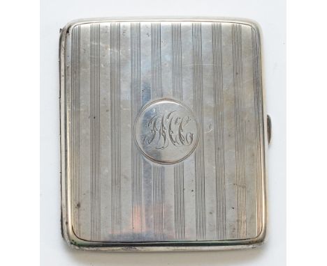 A silver cigarette case with engraved initials to the front, Chester 1911, 8x7.5cm, 78gm.