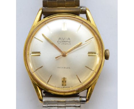 Avia Olympic, a gold plated manual wind gentleman's wristwatch, screw back, 32mmWorking when catalogued.