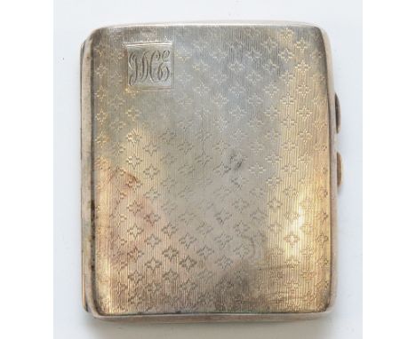 A silver cigarette case with engraved initials to the front, Birmingham 1927, 8.5 x 8cm, 87gm.