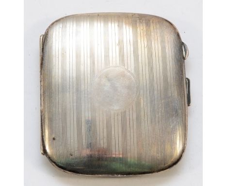 A silver cigarette case, Birmingham 1916, 9x8cm, 77gm.
