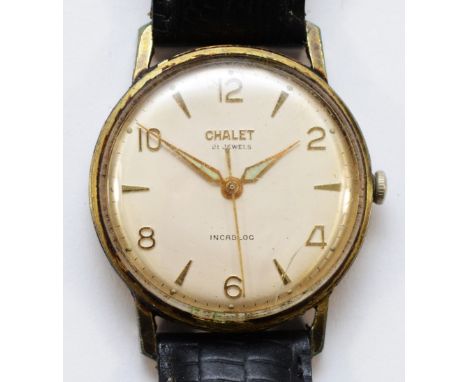 Chalet, a gold plated manual wind gentleman's wristwatch, 32mm.Working when catalogued, plating worn, winder worn