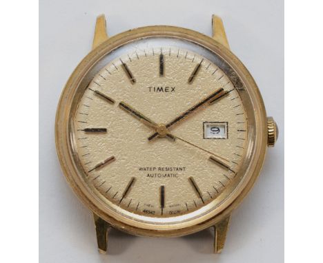 Timex, a gold plated automatic gentleman's watch head, 33mm.Working when catalogued