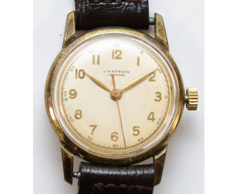 J.W. Benson, a gold plated manual wind gentleman's wristwatch, 29mm.Working when catalogued