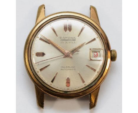 Ramona, a gold plated automatic date gentleman's wristwatch, 34mm.Working when catalogued