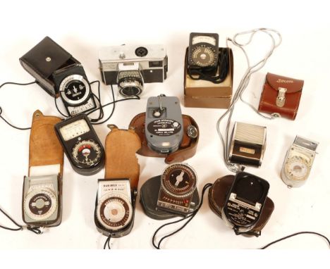 A collection of light meters, cameras and cine cameras to include, Weston Master V,a Sankyo Auto-4x, together with a Quarz Ci