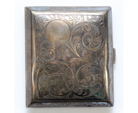 A silver cigarette case, Birmingham 1929, 9x8cm, 83gm.