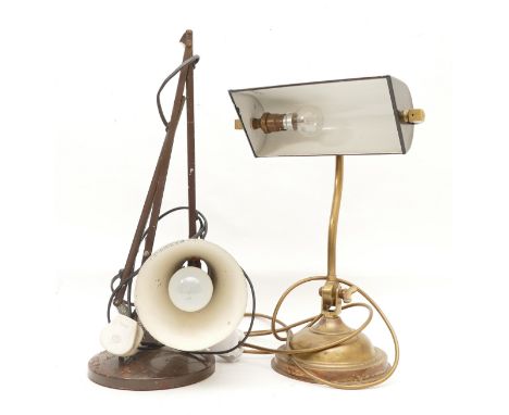A mid 20th century solid brass adjustable reading/desk lamp, together with an anglepoise table lamp. (2)