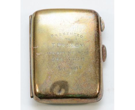 A silver presentation cigarette case, Birmingham 1920, 8.5 x 6.5, 64gm