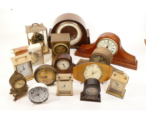 A collection of mid twentieth-century and later mantel clocks, wall clocks and barometers, to include, a Plastimo bulkhead cl