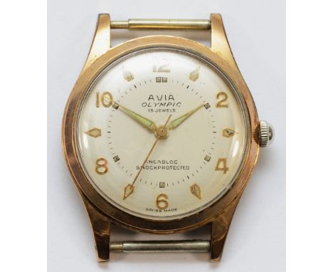 Avia, Olympic, a gold plated manual wind gentleman's wristwatch, 31mm.Working when catalogued