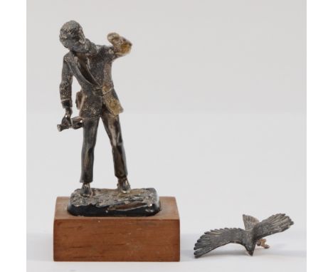A Silver ornament of 'The Falconer' made by Ammonite Ltd, Birmingham 1979, base marked Birmingham 1978, number 314 - 1000, Fa