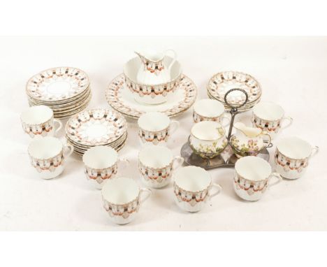 A late 19th century English hand painted pottery part tea service, by David Chapman &amp; Sons (Stoke On Trent) comprising fo
