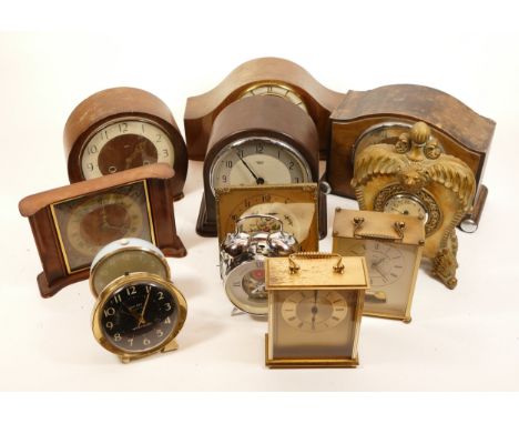 A collection of mid twentieth-century and later mantel clocks, wall clocks and barometers, to include, a Sewills millennium a