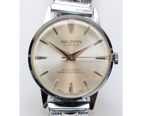 Halcyon, a stainless steel manual wind gentleman's wristwatch, 32mm, caseWorking when catalogued, both the case and dial in v