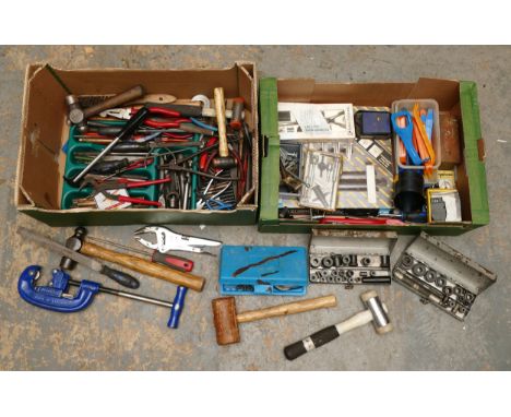 Two boxes of quality mixed tools, mainly mechanics tools, makes include Record, Bach and Sykes Pickavant.