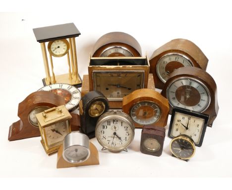 A collection of mid twentieth-century and later mantel clocks, wall clocks and barometers, to include, a Westclox 'Baby Ben' 