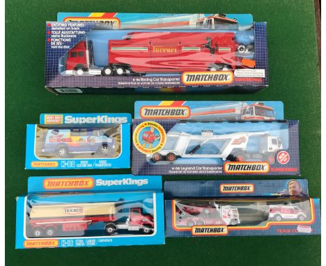 5 x Diecast Matchbox to include K-116 Racing Car Transporter, K-120 Leyland Car Transporter, TC4 Cargo Set, K-80 Dodge Custom