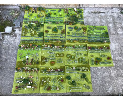A collection of America Civil War Airfix miniature models displayed on 14 fields.Condition ReportSome with missing men and br