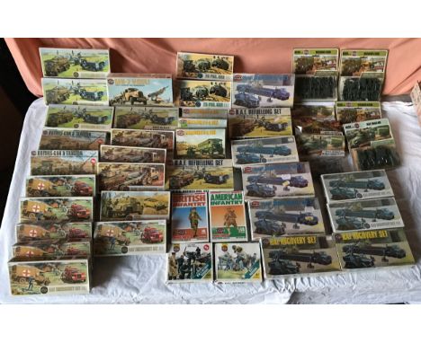 Airfix kit models, Military theme, non assembled to include Refuelling Sets, Bofors Gun &amp; Tractor, RAF Emergency Sets, Ta