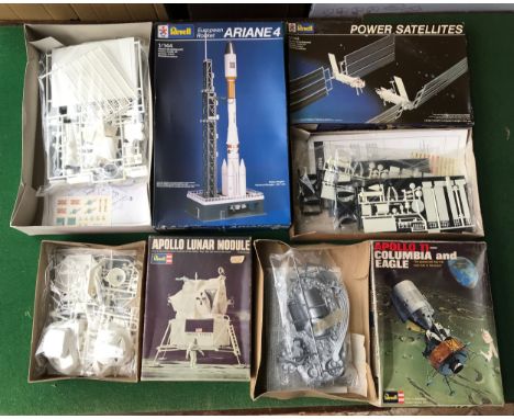 Revell model kits with space theme to include:European Rocket Ariane 4 1:144 scale, Power Satellites 1:44 scale, Apollo II Co