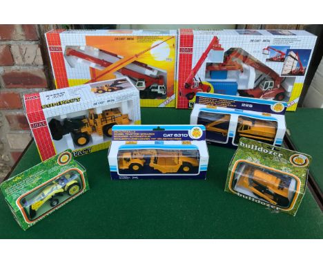 Joal diecast metal construction vehicles, 7 models including Super Stacker, 350 ATT, Michigan L320 Loader, 225 Hydraulic Exca