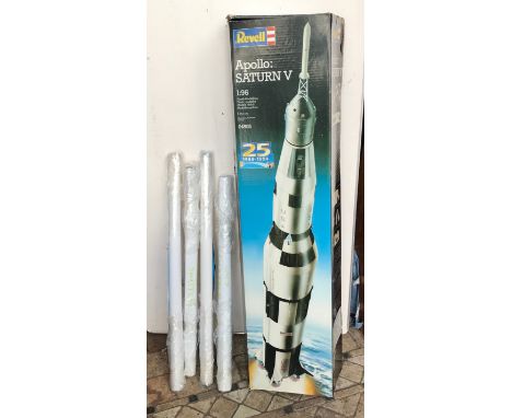 Revell Apollo Saturn V construction model kit 1:96 scale, model number 04805, non assembled with box and constructions togeth