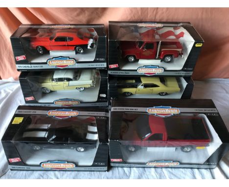 ERTL Diecast metal American Muscle models, 6 vehicles 7320 1969 Camaro Z/28, 7332 1995 Dodge Ram 2500 SLT, 7381 78 Dodge Lil 