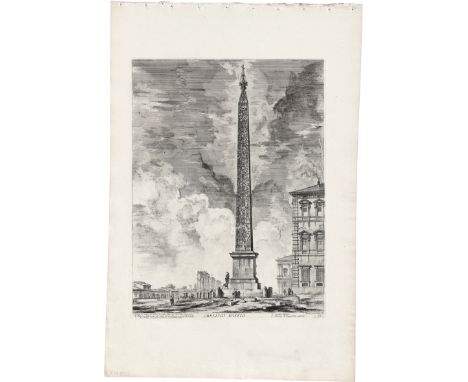 Piranesi, Giovanni Battista -- Obelisco Egizio. Radierung. 53,9 x 40,1 cm. (1759). Hind 53 III (von V). Wz. Buchstabe R.Vor d