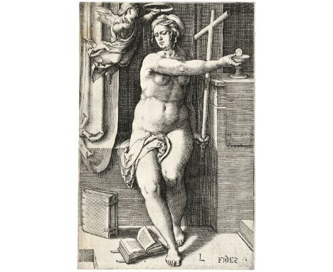 Leyden, Lucas van -- Die Sieben Tugenden. 7 Kupferstiche. Je ca. 16,5 x 11 cm. 1530.  B., Hollstein 127-133, Filedt Kok (New 