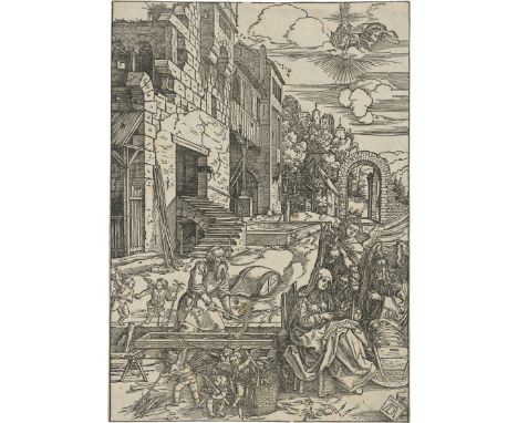 Dürer, Albrecht -- Aufenthalt in Ägypten. Holzschnitt. 29,6 x 21 cm. Um 1504. B. 90, Meder 202, Weitere Ausgaben, ohne Text, 