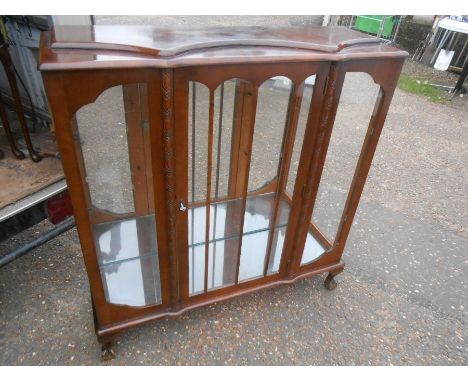 Vintage Mirror Back Glazed Display Cabinet 34 cm deep 104 cm wide 109 cm tall ( side panel of glass cracked )