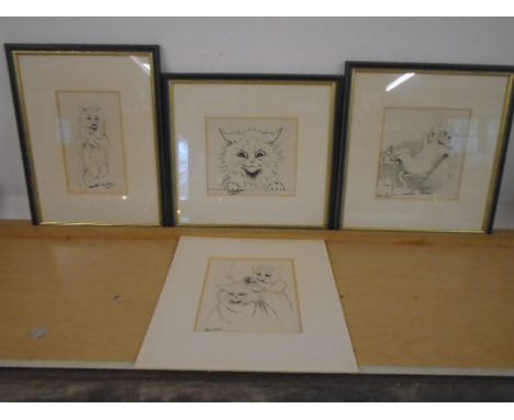 Louis Wain cat prints x 4