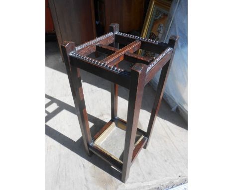 Antique Oak Stick Stand 26 x 26 cm tall 65 cm tall