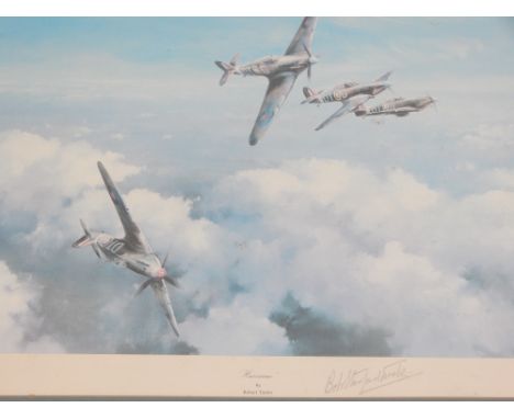 Robert Taylor (20th century British), Hurricane, lithograph, signed in pencil by Wing Commander Bob Stanford Tuck, 39 x 49cm,