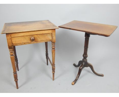 Early Victorian mahogany side table and a George III rectangular mahogany tripod wine table