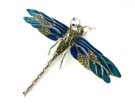 Silver and enamel brooch modelled as a butterfly.