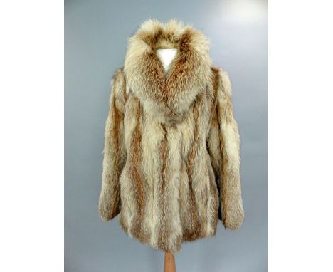 Arctic fox fur coat, light grey lining, approx. size M.