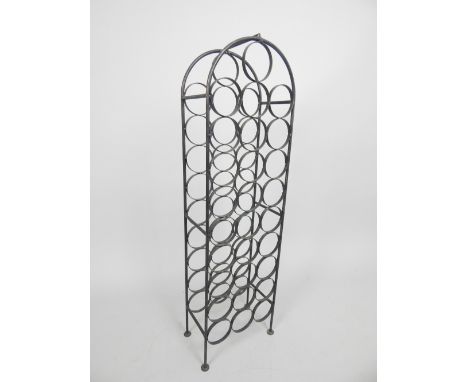 Wrought iron twenty eight bottle standing wine rack