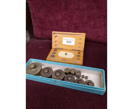 Lot of vintage postal brass weights one In fitted casing. 
