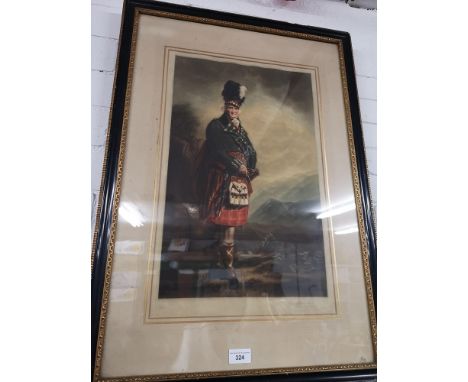 Large print of a Scots man in kilt signed in pencil. 