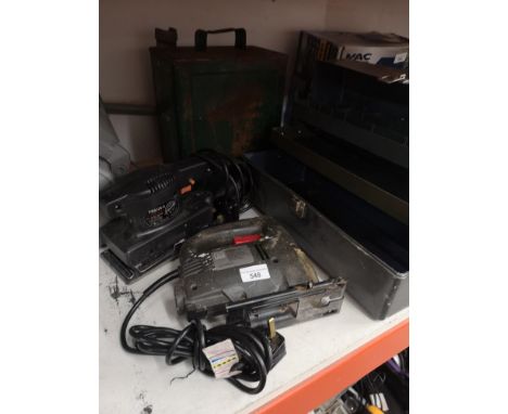2 power tools, Jerry can and tool box. 