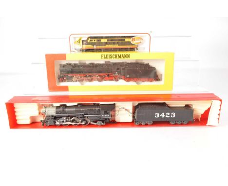Fleischmann Bachmann Rivarossi H0 gauge locomotives in original boxes (3), comprising Fleischmann 4169 Class 01 4-6-2 Locomot