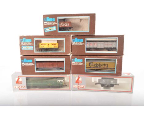 Lima O gauge Locomotive and wagons all in original boxes (7), comprising Lima 216576 Class 33 Diesel Locomotive BR green D650