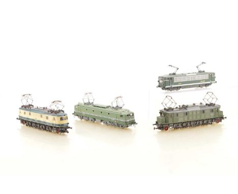 Four Rivarossi Archive HO Gauge unboxed French and German Twin Pantograph Electric Locomotives  one unpowered (4),  SNCF gree