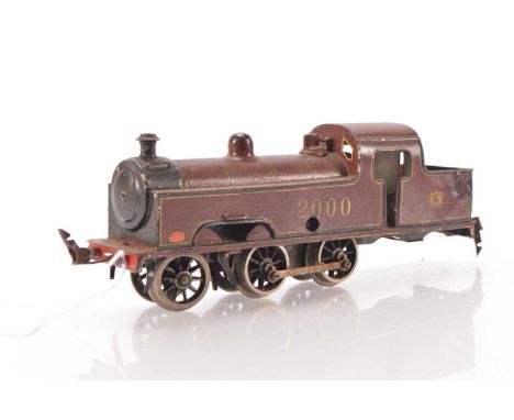 Marklin 0 Gauge LMS/Midland 0-6-2 Flatiron, No.2000, clockwork, Loco missing rear bogie unit, some creases to the bunker near