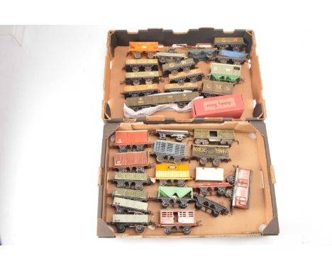 Hornby 0 Gauge unboxed GWR open axle wagons and  other Wagons and Coaches (31),  GWR open axle wagons, Open Trucks (7), Crane