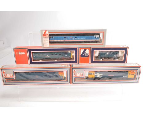 Lima Diesel Electric Locomotives in original boxes 00 gauge (5), comprising Lima 205155 Electric Locomotive BR blue 87022 Coc