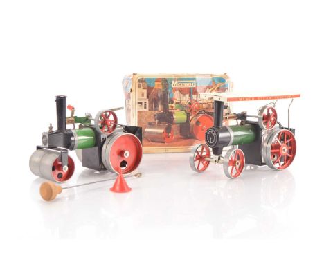 Mamod live steam Road Vehicles (2), a boxed SR1a spirit-fired Steam Roller, G-VG, box P-F, together with a slightly later TE1