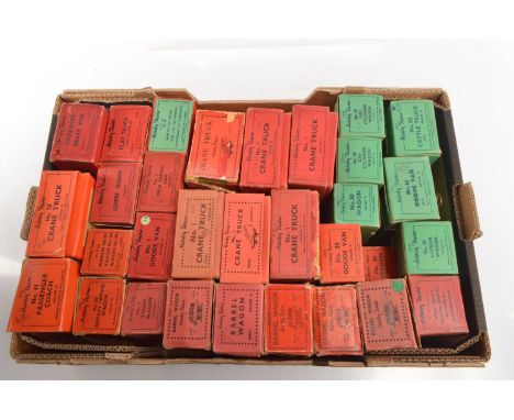 Hornby 0 Gauge pre and post war boxed Rolling Stock (33), including Crane Trucks (7, three pre-war), Barrel Wagons (5, all pr